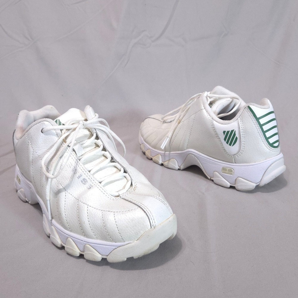 K-Swiss ST329 Varsity Low Sneakers Youth 6.5 Women 8 White Green Y2K Chunky